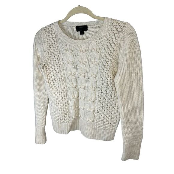 J. Crew Popcorn cable-knit sweater Ivory sz XS - Picture 4 of 10
